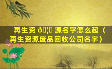 再生资 🦆 源名字怎么起（再生资源废品回收公司名字）